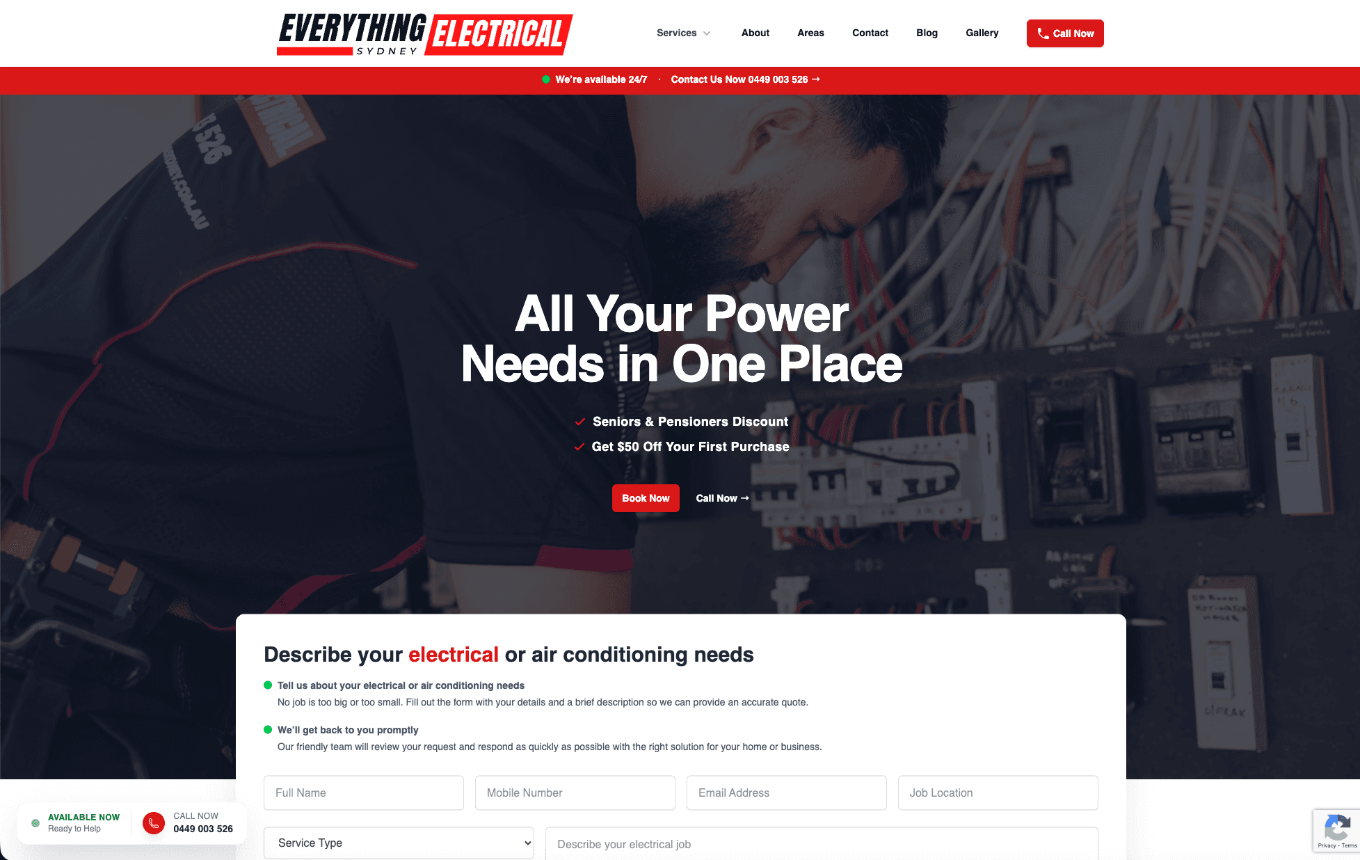 Everything Electrical Sydney website