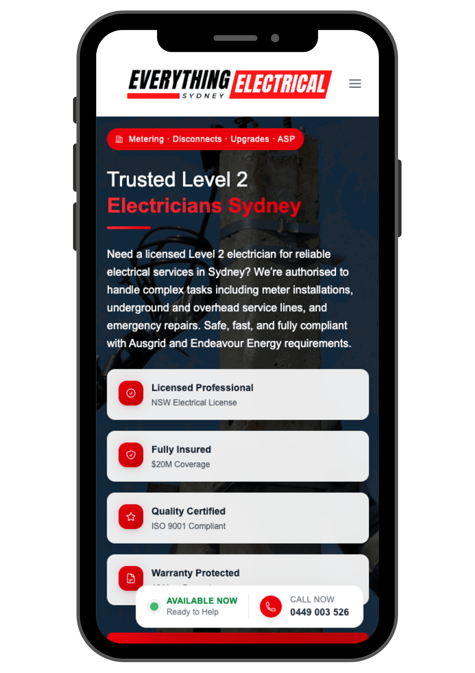 Custom Website Layout for Trades